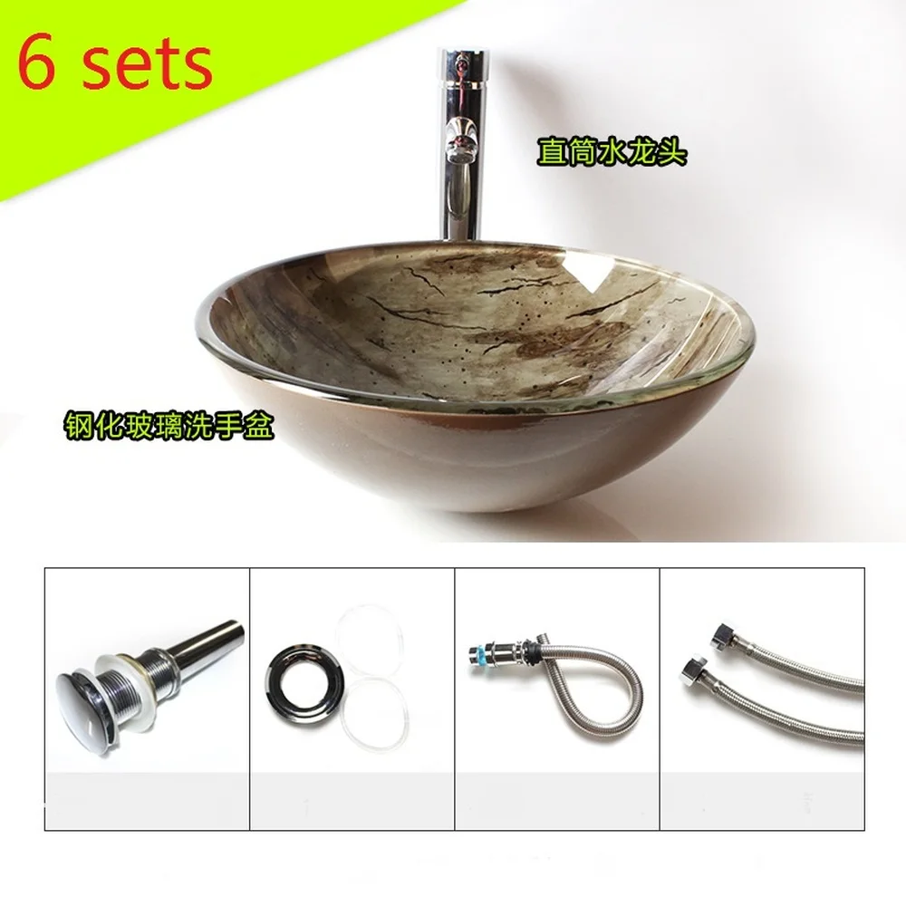 

Bathroom Toughened Glass Artistic Basin Dance Hall Ktv Bathroom Washbasin Tempered glass sink vessel basin LO627328