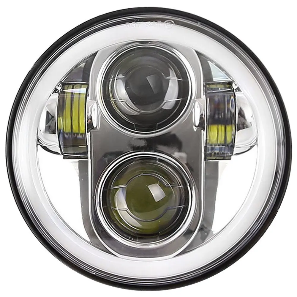 

5.75" 5 3/4 Round Motorcycle LED Projector Headlight with Halo Angel Eyes for Sportster Iron 883 XL1200 Dyna Street Bob