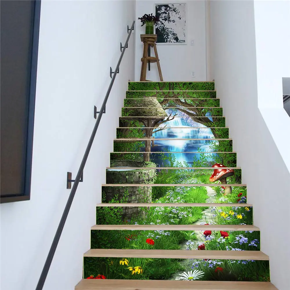13 шт./компл. 3D пейзаж DIY стикеры для лестницы водонепроницаемые самоклеющиеся съемные наклейки на стену ПВХ домашнее украшение домашний декор
