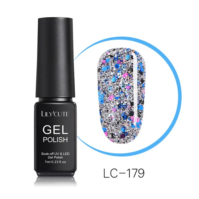 LC-179 LILYCUTE 7ml Nude Glitter Gel Nail Polish Shimmer Pink Purple Soak Off UV LED Gel Polish Varnish Nail Art Lacquer - Цвет: LC-179