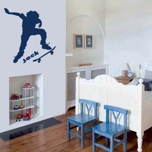 

Vinyl Wall Decal Art Sticker - Skateboarder Personalized With A Name Of Your Choice, Kids Wall Art 58*66CM Free shipping