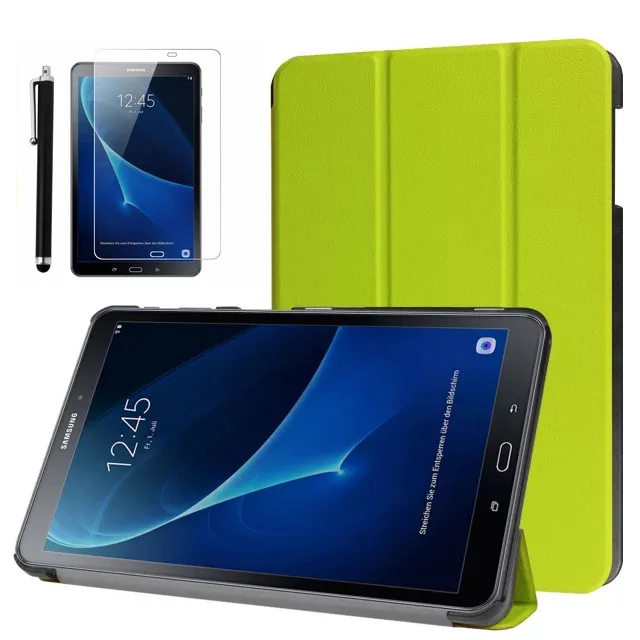 CucKooDo ультра тонкий легкий Чехол-подставка для samsung Galaxy Tab A 10,1 дюймов SM-T580/SM-T585 планшет+ стилус+ пленка для экрана - Цвет: Green