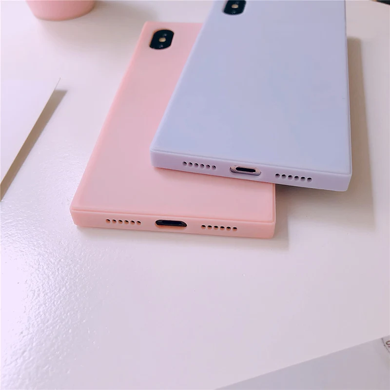 Силиконовый чехол LANCHE Candy для iPhone X 7 8 Plus 6 6s мягкий резиновый квадратный