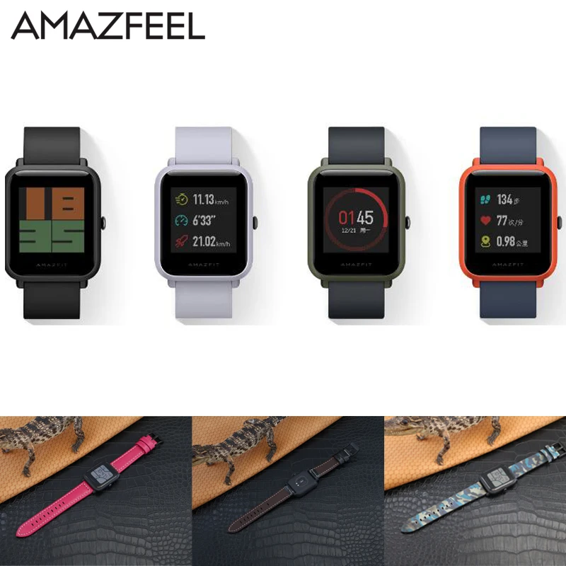 Кожаный браслет AMAZFEEL 20 мм для оригинальных Xiao mi Hua mi Amazfit Bip BIT PACE, Смарт-часы, браслет Lite Youth mi Fit, браслеты