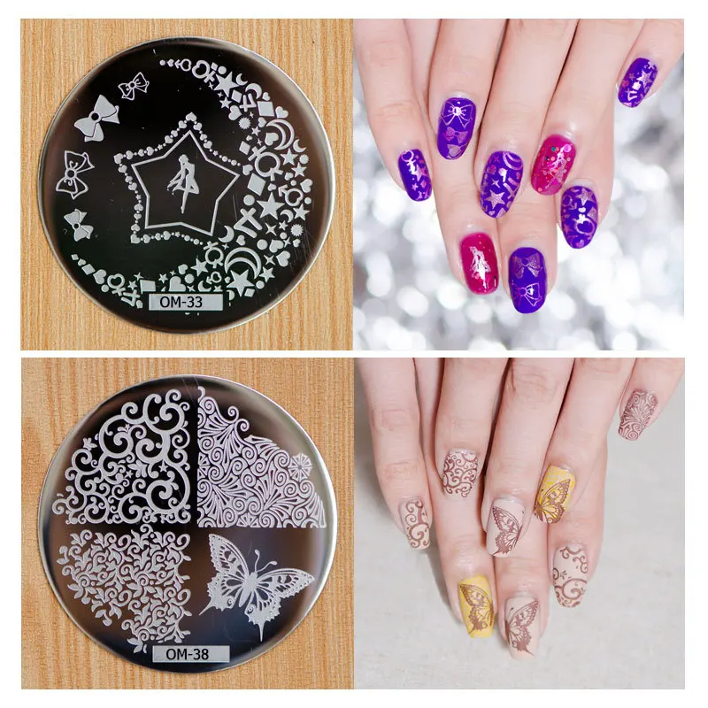 Набор круглых стемпинга для дизайна ногтей OM 60 дизайнов нержавеющая сталь сделай