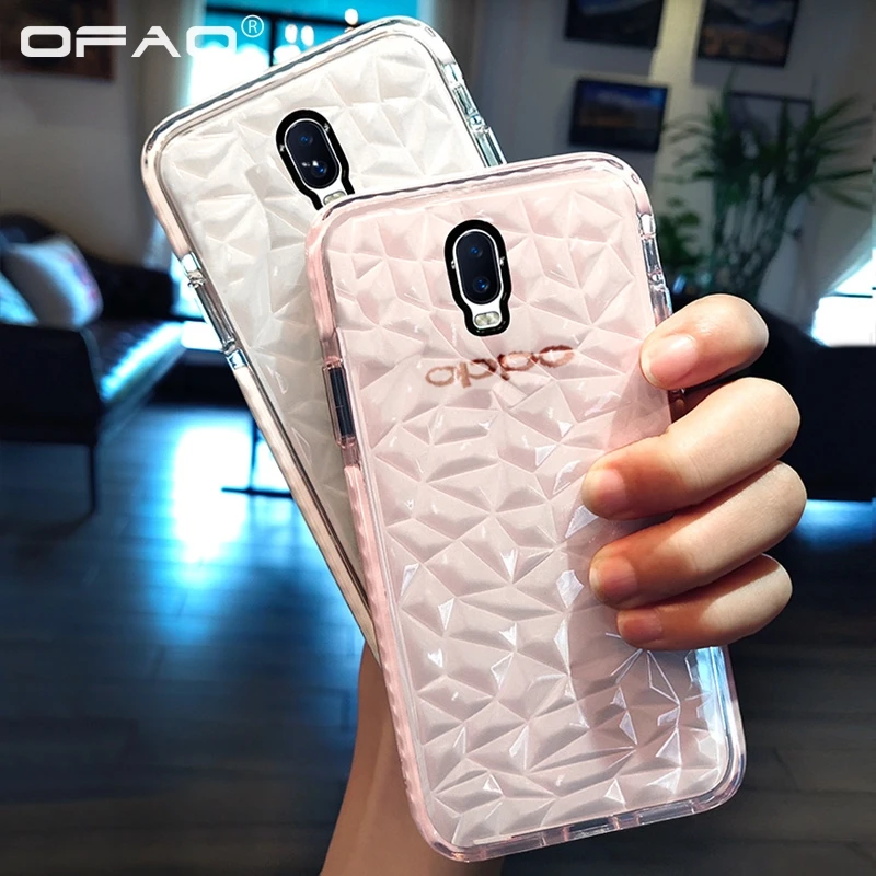 Мягкий чехол из ТПУ с прозрачными геометрическими алмазами для OPPO R9 R11 S Plus R15 R17 R19