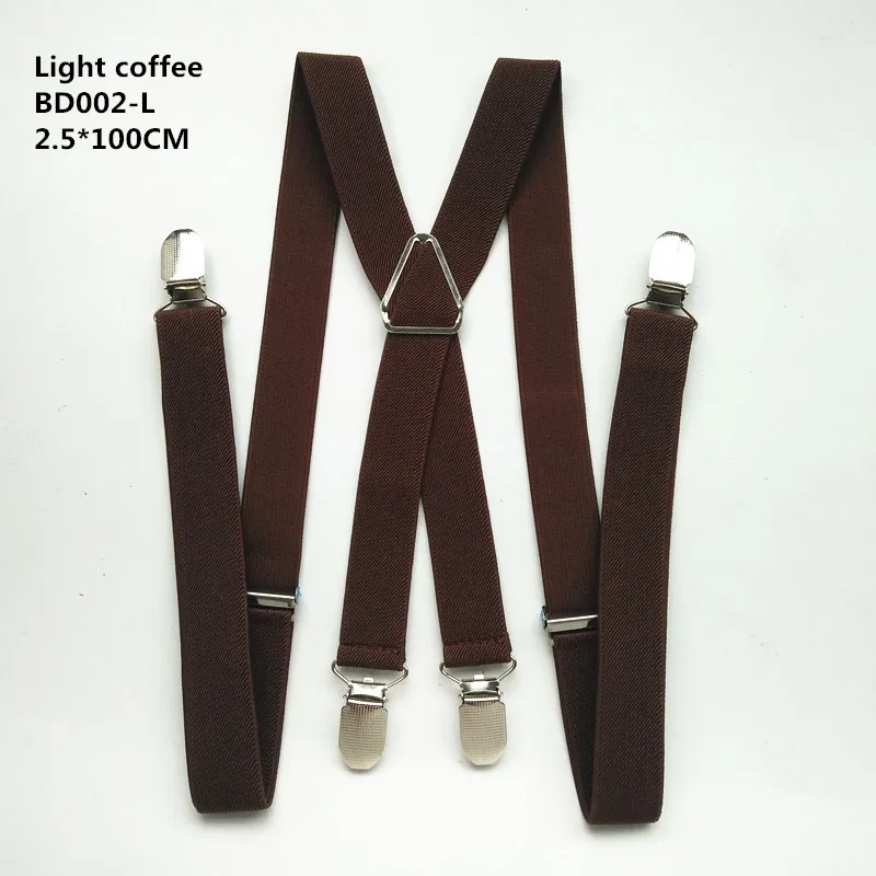 light coffee-100cm 120 см длина сплошной цвет взрослые мужские подтяжки 2,5 см регулируемый эластичный ремень X-Back подтяжки для женщин рубашки остается BD002 - Цвет: light coffee-100cm