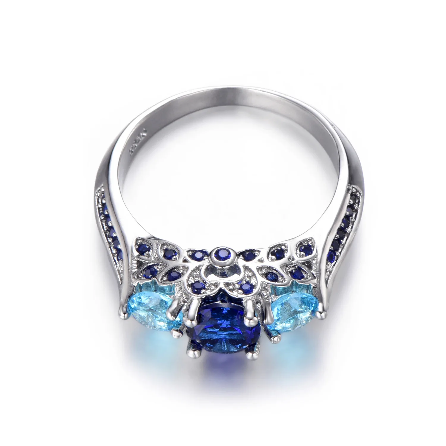 Кольцо с пересекающимися краями креативное ювелирное изделие голубыми