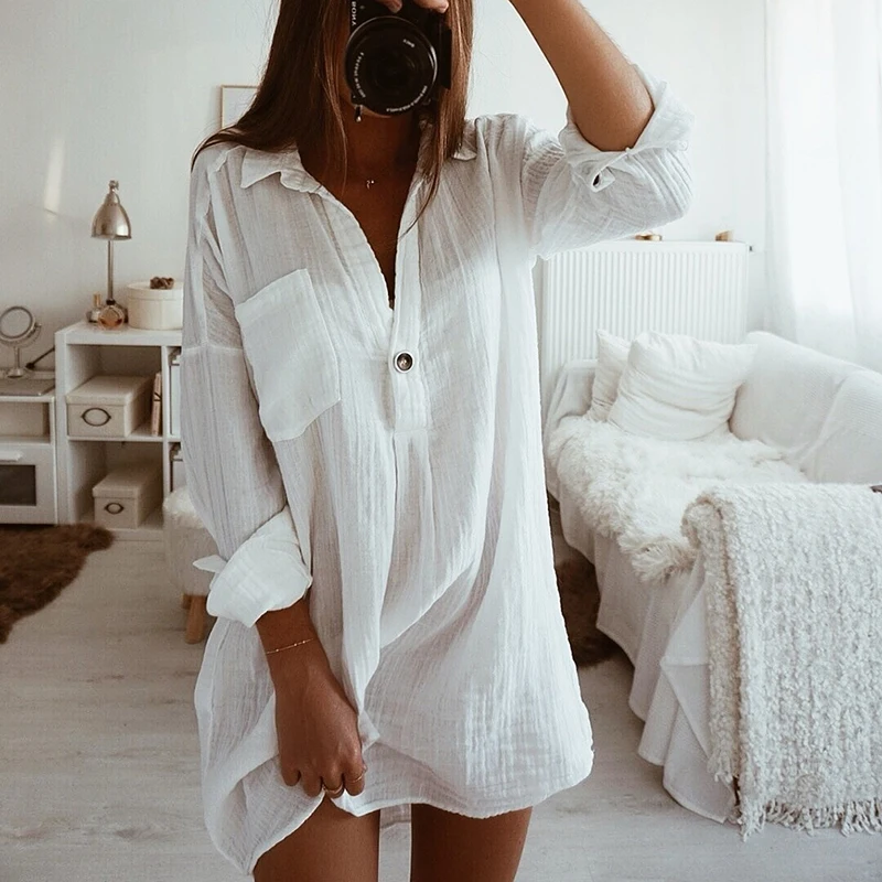 Женская рубашка платье модные весенние платья с длинными рукавами для женщин
