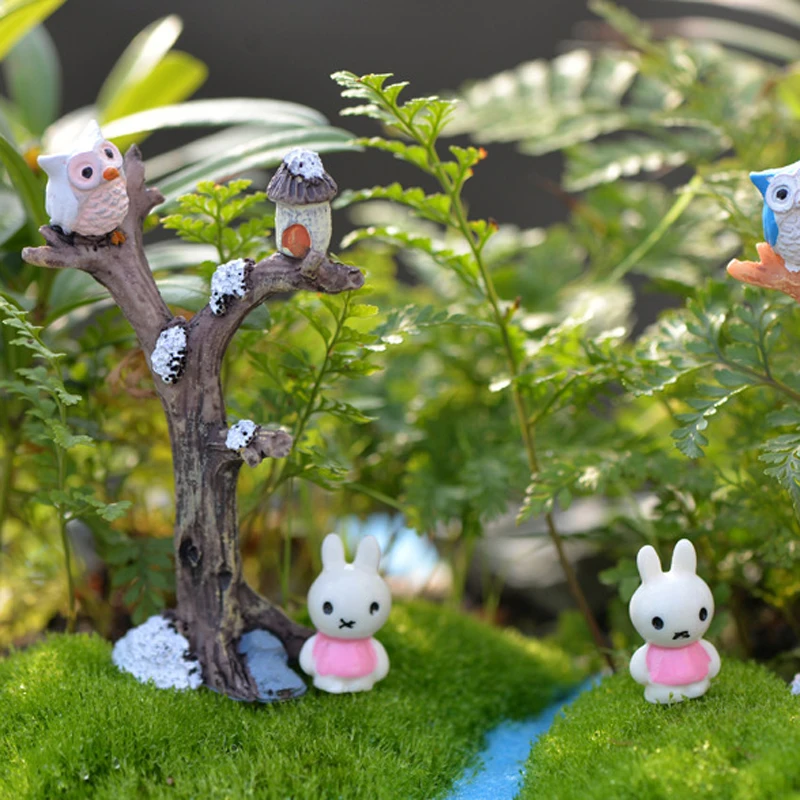 1 шт. миниатюрные ветки дерева полимерные куклы в виде совы для сада домика
