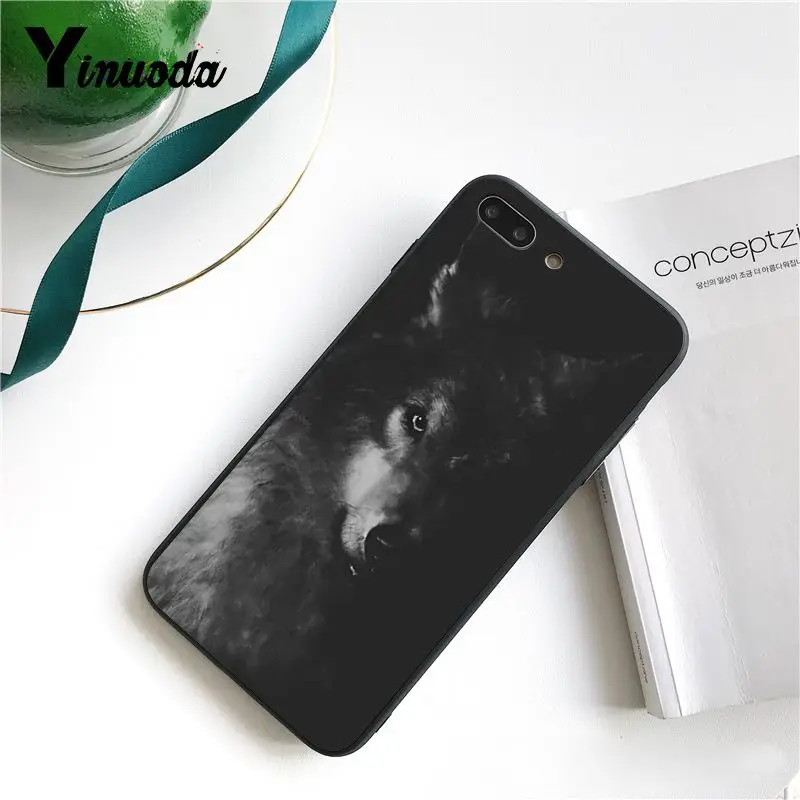 Чехол Yinuoda для iphone 7 X классный черный и белый чехол с волчьими животными iPhone 6 6s 7plus