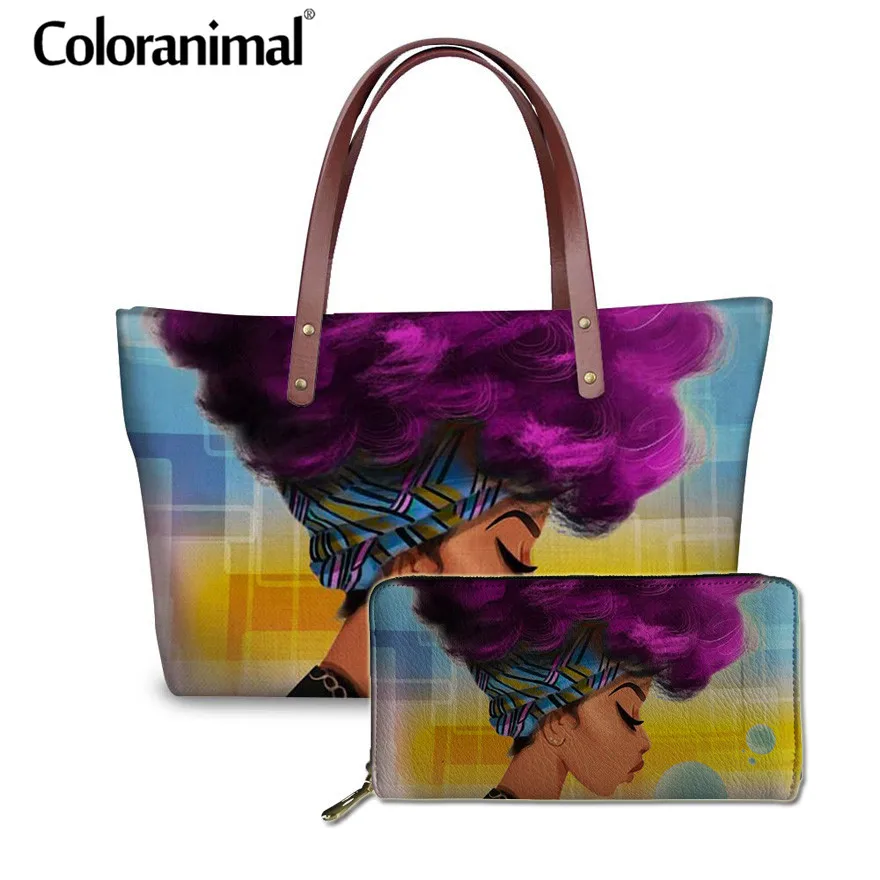 Coloranimal Красивая Женская комплект Сумочка для Покупок Сумка Длинный кошелек из