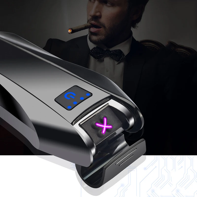 Металлическая двойная дуга USB зажигалка ветрозащитный негорящий электронная