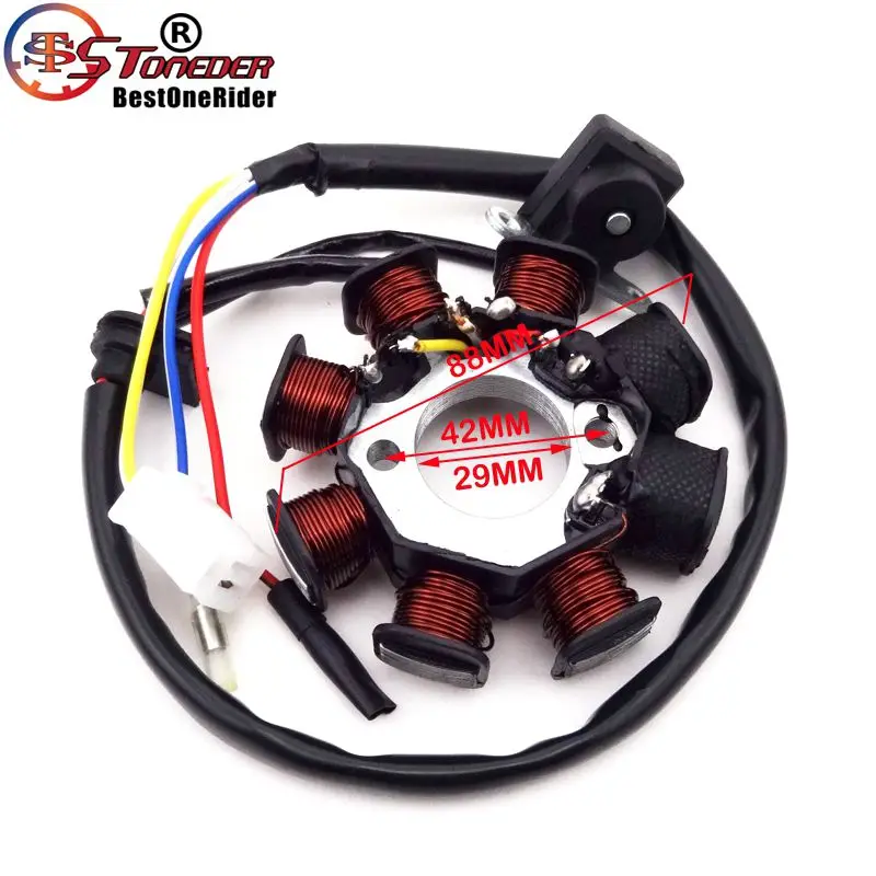 Stonder 8 Катушек статор для двигателя GY6 49cc 50cc Sunl Roketa Vespa Jonway Znen Jmstar Kazuma китайский