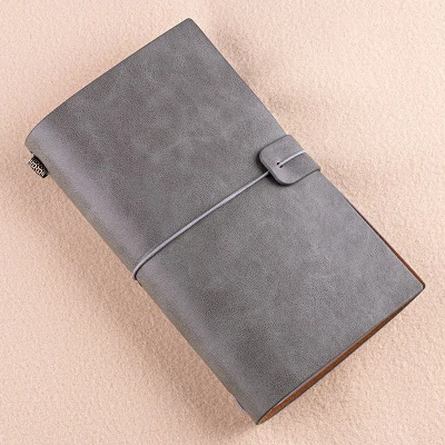 gray RuiZe кожаный журнал дорожная книга пустая бумага для письма путешествия блокнот винтажная Обложка креативный блокнот школьные офисные принадлежности - Цвет: gray