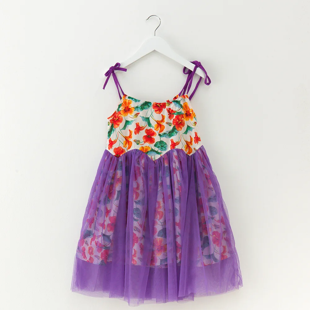Cute Kids Tulle Tutu Floral Patchwork Sundress Holiday Summer Lovely Girls Ruffles Ins Hot Dresses | Детская одежда и обувь