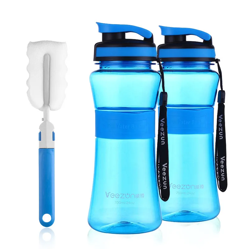 2 Blue Oneisall, пластиковая бутылка для воды, бесплатно, BPA, спортивный чайник, 700 мл, переносной, для улицы, для спортзала, Gourde en Plastique, прямая питьевая, походная бутылка - Цвет: 2 Blue