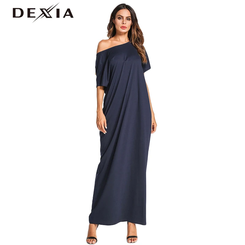 Dexia Summer Bow Robe Dress Patchwork Casual Female Short Sleeve One Shoulder Sexy Dresses Women Vadim 7078 | Женская одежда