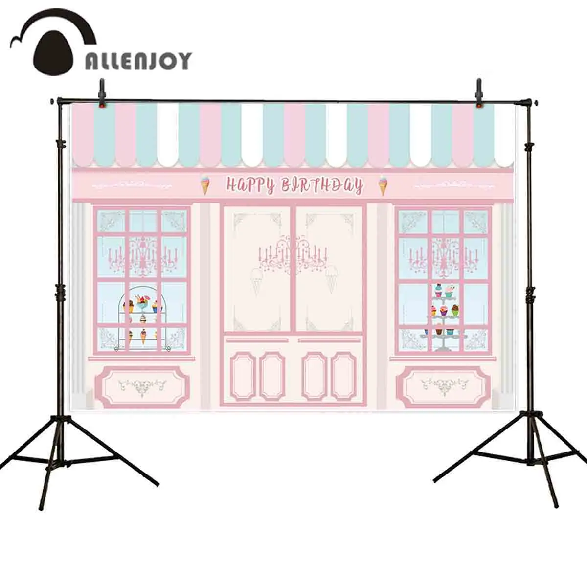 

Allenjoy photography backdrops pink Ice cream shop birthday party decor background photo studio photocall photophone shoot prop