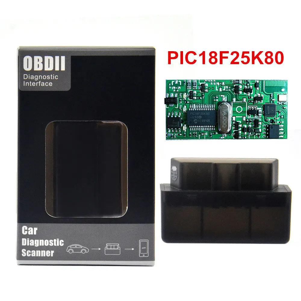 Black Новейший Супер Мини ELM327 Bluetooth ELM 327 PIC18F25K80 версия 1,5 OBD2/OBDII для Android/Windows автомобильный диагностический сканер - Цвет: Black