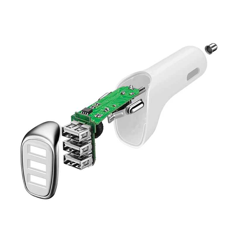 Wopow 3.4A быстро Зарядное устройство 3 Порты и разъёмы USB Автомобильное для iPhone X 8 Smart