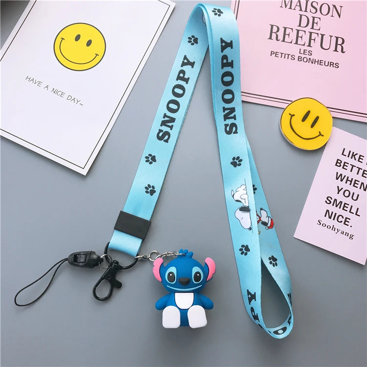 Cute Stitch cartoon phone toy stander+ strap Mobile Phone Straps Cute luna cat Cony pink panther bear strap for iPhone