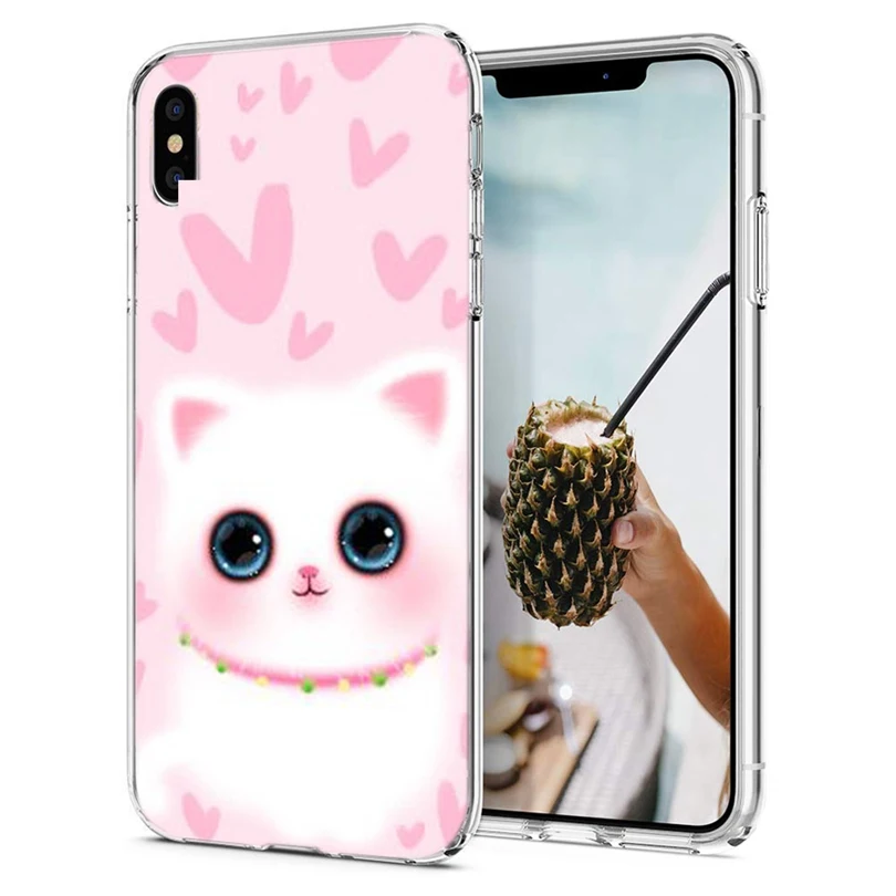 Роскошный чехол из ТПУ для iPhone 7 8 Plus 6 S мягкий с изображением кота мультяшного
