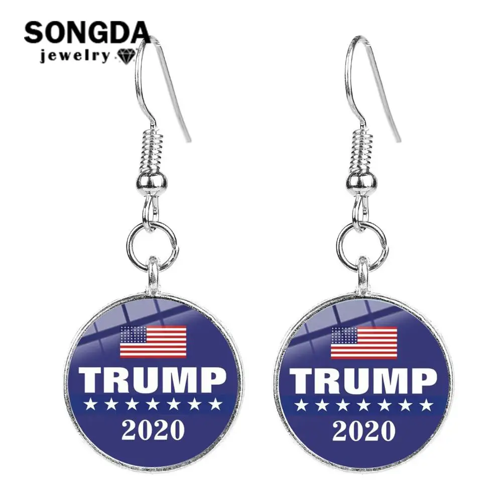 SONGDA Новый Трамп 2020 круглые серьги держать Америку большой Дональд для президент
