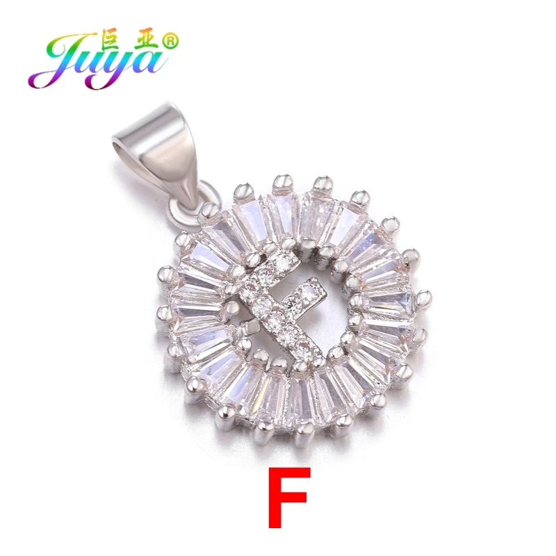 As Photo Letter F Juya 26 Алфавит кулон кубический цирконий A-Z Начальная буква подвеска украшение кулон для женщин индивидуальный браслет ожерелье изготовление - Окраска металла: As Photo Letter F