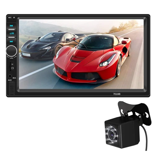 with 8 led camera 2 Din Автомобильный Радио 7 дюймов Сенсорный экран MP5 Multimidio плеер 7018B Стерео FM Поддержка bluetooth Зеркало Ссылка и обратной Камера U диск - Color: with 8 led camera