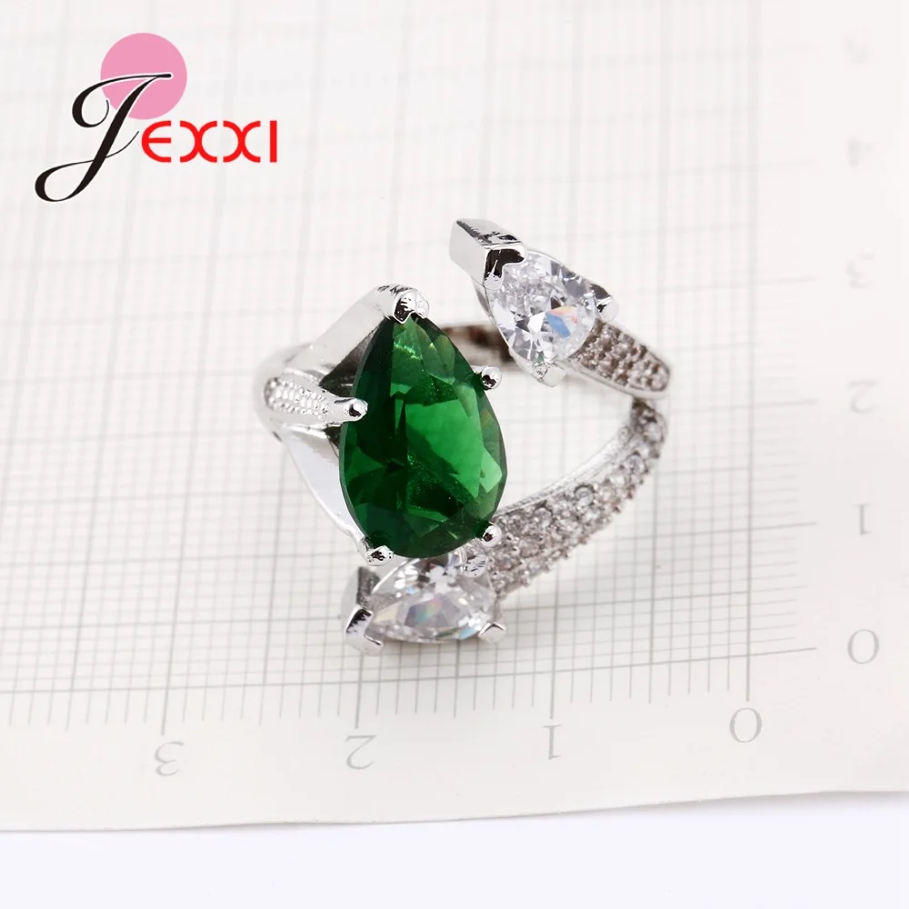 

Latest Stype 925 Sterling Silver Rings For Women Lady Green Crystal Accessory Female Rings Wedding Unique Lovers Present