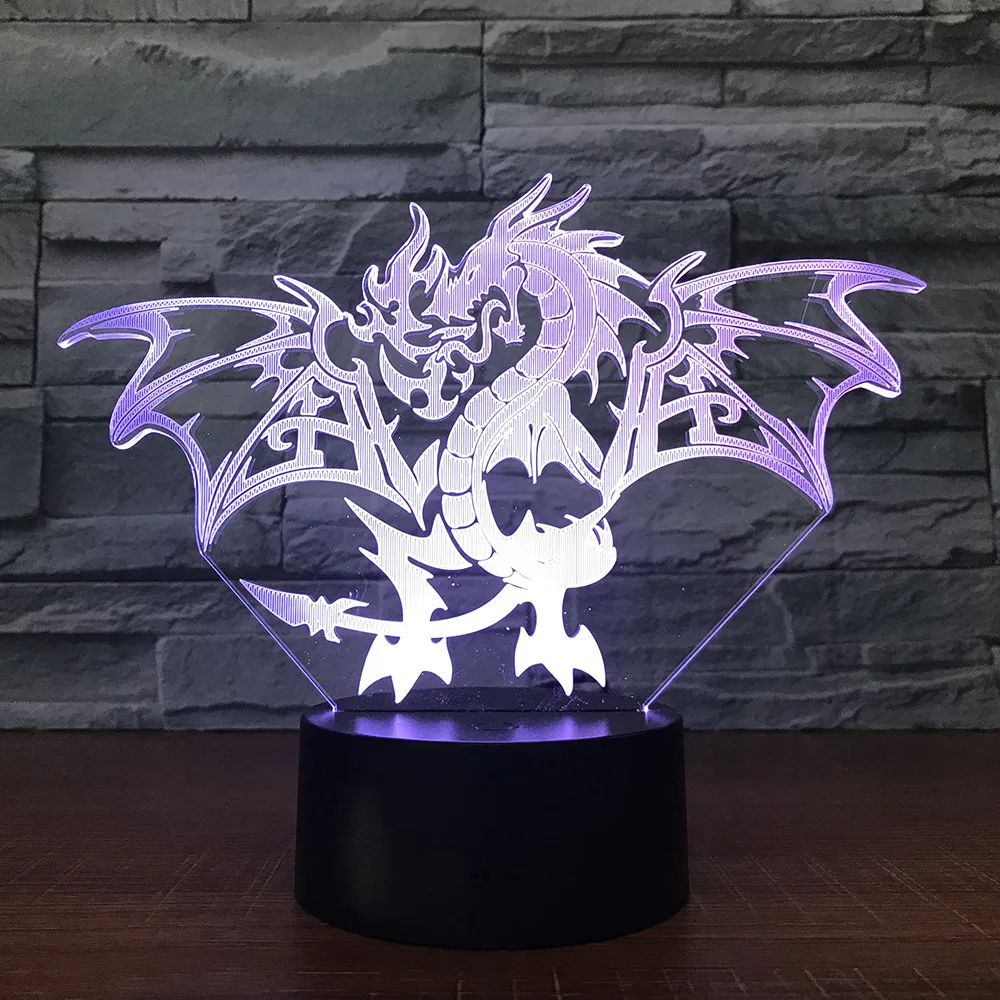Fire Dragon 3d светодиодный светильник 7 цветов ночник для детей подарок сенсорный Usb
