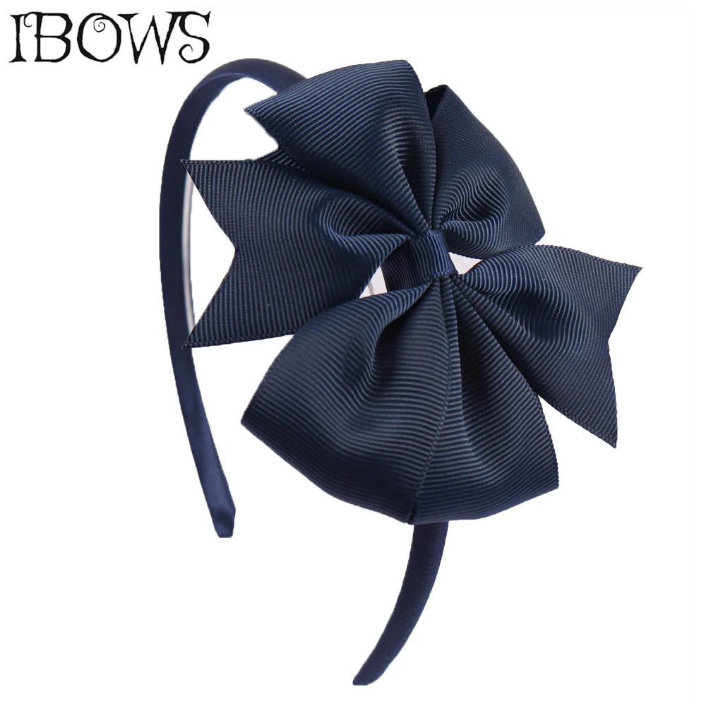 

4'' Handmade Girls Hair Bows Hair Band Candy Color Grosgrain Ribbon Pinwheel Headbands For Kids Boutique Hair Accessories