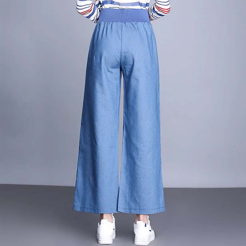Women Plus Size S-4XL Long Denim Jeans Female Trousers Vintage Blue Solid Harem Wide Leg Pants High Waist Autumn Loose 2018 |