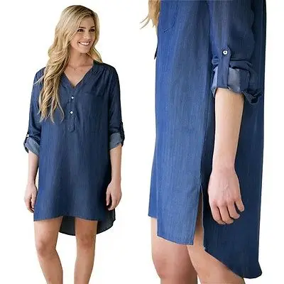 Женское джинсовое платье Модель 2016 года женское повседневное винтажное туника с