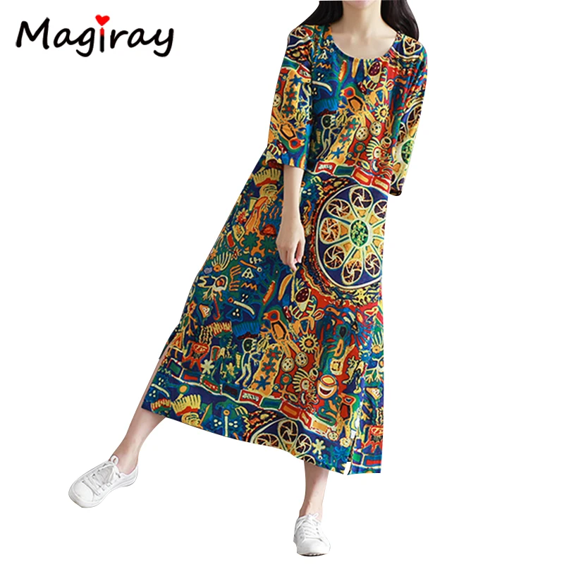 2020 размера плюс в богемном стиле ботильоны Длина Винтаж Длинные Макси платья для