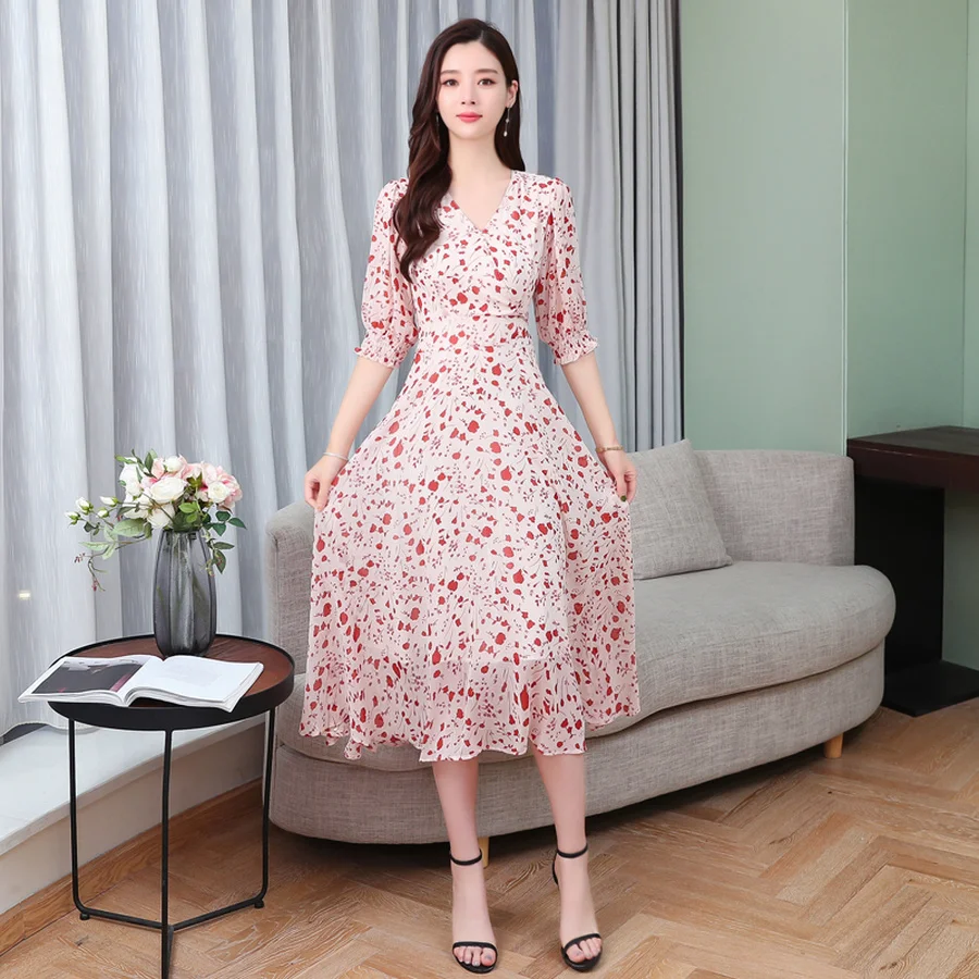 2019 винтаж плюс размер розовый сладкий сарафан Boho Лето Новый Цветочный шифон