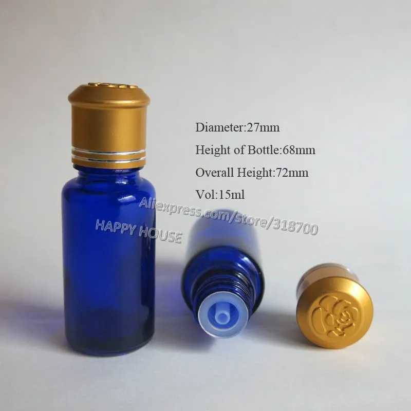 

360 x 15ml Boston Round Glass Bottles with Aluminum Lids,15cc Cobalt Blue Glass Essential Oil Container