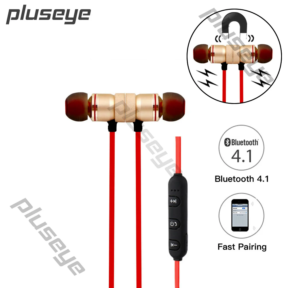 Pluseye Беспроводная bluetooth гарнитура спортивные наушники вкладыши с