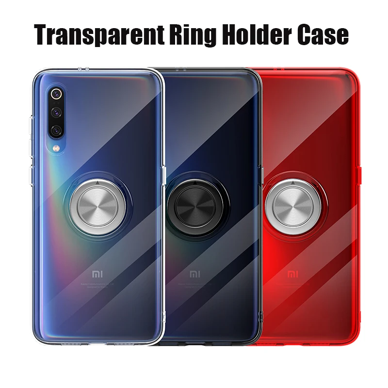 Чехол для Xiaomi mi 9 se 8 lite мягкий прозрачный защитный чехол с кольцом и подставкой