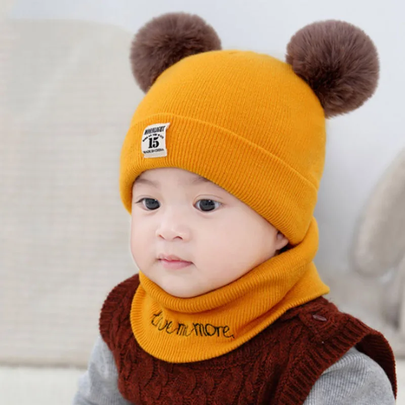 New hat autumn and winter children wool warm baby child scarf set |