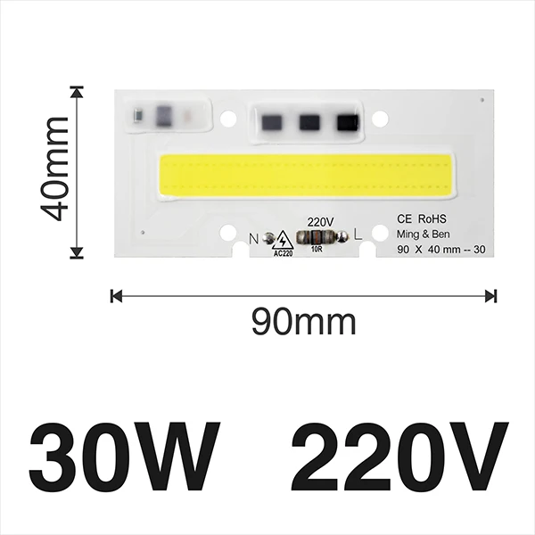30W 230V Светодиодный чип COB 20 Вт, 30 Вт, 50 Вт, 70 Вт, 100 Вт, 150 Вт, переменный ток, 220 В, 110 В, IP65 Smart IC, подходит для DIY, светодиодный прожектор, холодный белый, теплый белый - Испускаемый цвет: 30W 230V