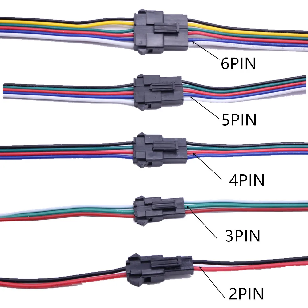 

2pin 3pin 4pin 5pin 6pin led wire connector Male/female JST SM Plug Electronic Connector Wire cable for led light Driver CCTV