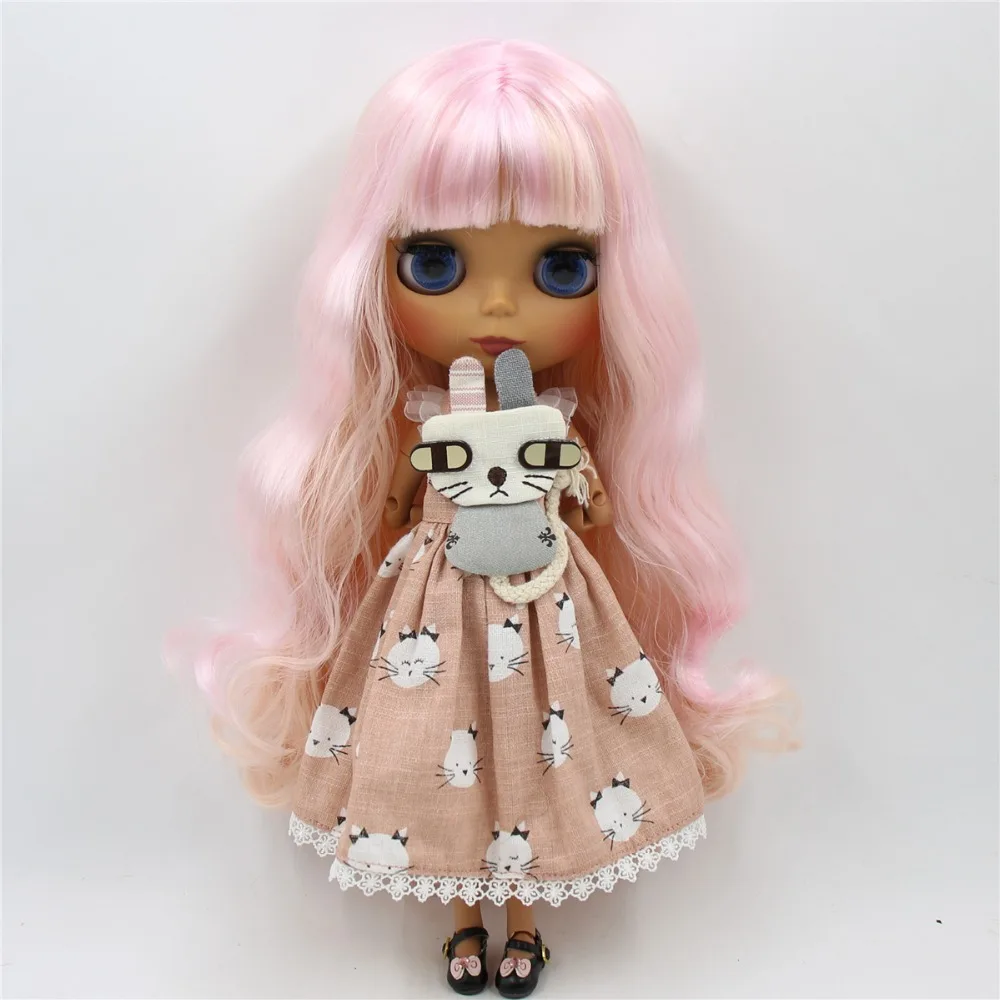 Ледяной DBS Blyth кукла 1/6 bjd совместное тело темная кожа матовое лицо розовые и