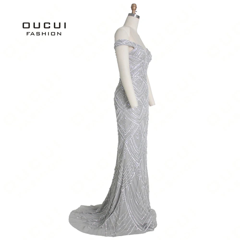 Oucui Дубай Серебряное роскошное Сексуальное Милое вечернее платье с открытыми