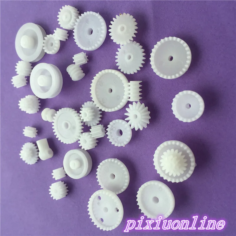 80pcs Plastic DIY Gear Set: Single Double Layer Crown, Shaft, Axle Sleeve, Tooth Strip, Bevel Gear for Robotics Engineering image 5