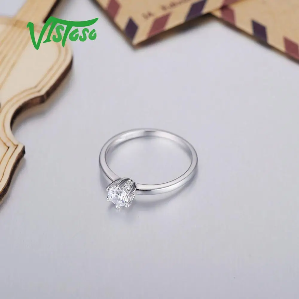 VISTOSO 925 пробы серебряные кольца для женщин сверкающие белые CZ Камни обручальные