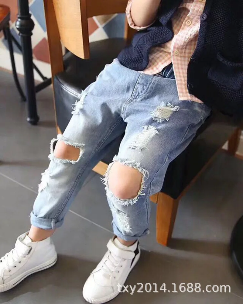 Коллекция 2019 года новая весенняя детская одежда джинсовые брюки для мальчиков и