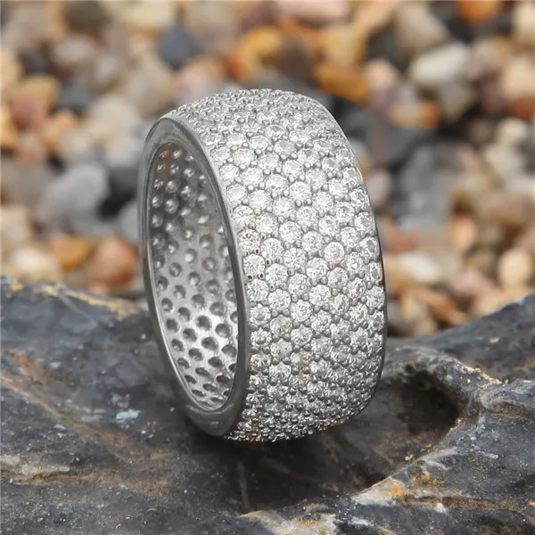 Silver 1 UWIN хип-хоп Полный Bling CZ Кольцо Iced Out кубический циркон Роскошные модные ювелирные изделия подарок - Цвет основного камня: Silver 1