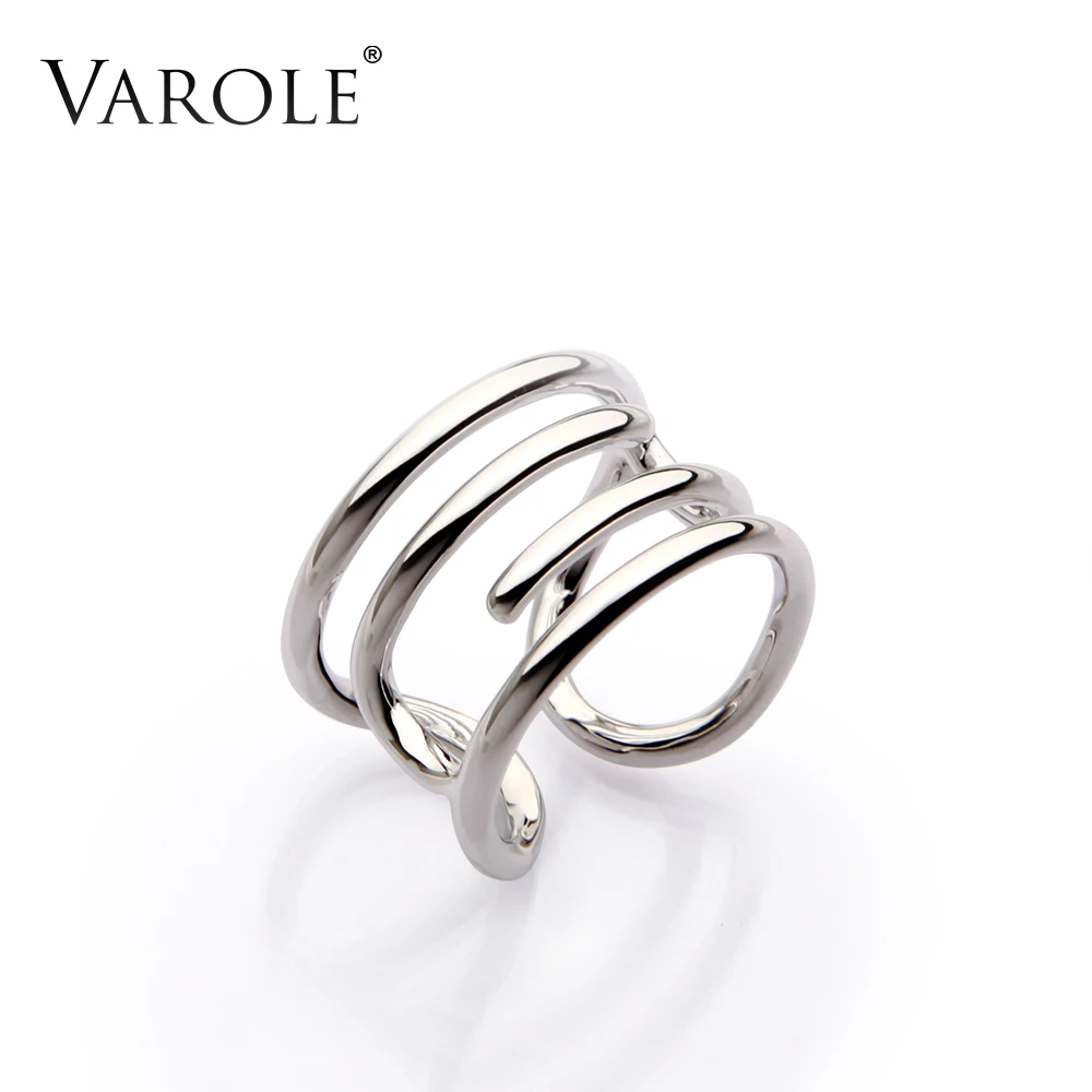 Silver Color Кольцо VAROLE Paperclip Partten, вязанные кольца средней длины для женщин, Золотое кольцо, ювелирное изделие, ювелирные изделия, Anillos Mujer Aneis Feminino - Цвет основного камня: Silver Color